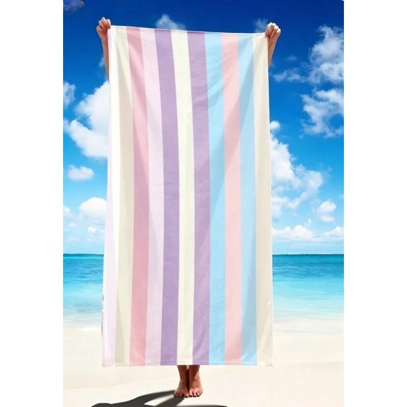 Classic Ocean Striped Beach Towel Large Soft Absorbent Towel  Geometric Stripes Quick-Dry Lightweight Towel for Summer Beach