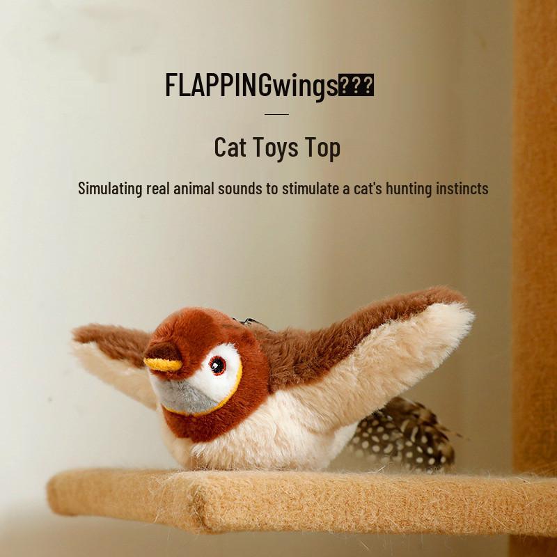 Bite-Resistant Electric Plush Sparrow Toy for Cats and Dogs