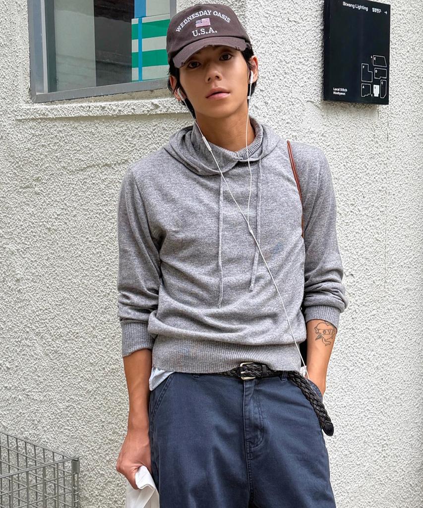 WEDNESDAY OASIS Lambswool Hooded Knit_Gray(Wcb6Kn85)