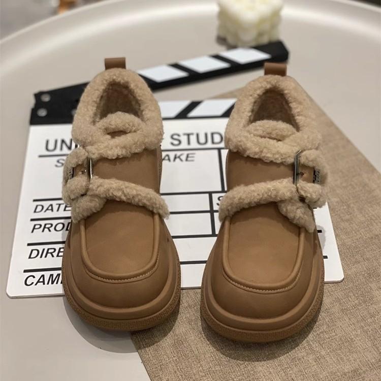 Velvet cotton shoes women's 2025 autumn and winter new Korean version outside wear Internet celebrity snow boots lamb wool platform explosion casual
