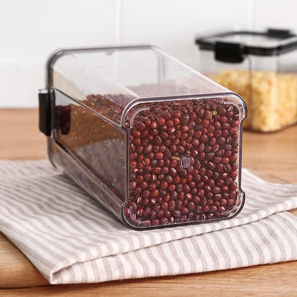 1300ml Airtight Food Container Square Clear Sealed Jar Dry Food Storage Container  Kitchen