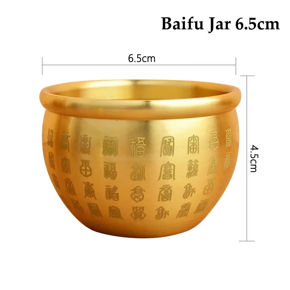 1PC Pure Brass Cornucopia Wealth Attracting Small Mini Baifu Rice Cylinder Surface Polished Baifu Jar Cup Desktop Ornament
