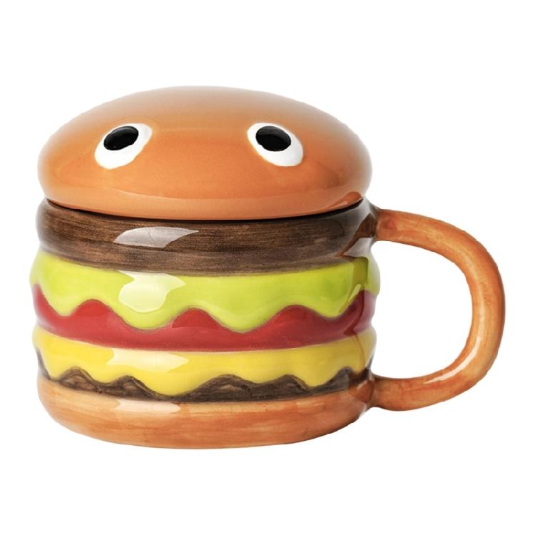 Daily Use Ceramic Coffee Mugs Unique Hamburger Art Hand Painted Underglaze 300ml Capacity Durable Construction Morning Routine 1