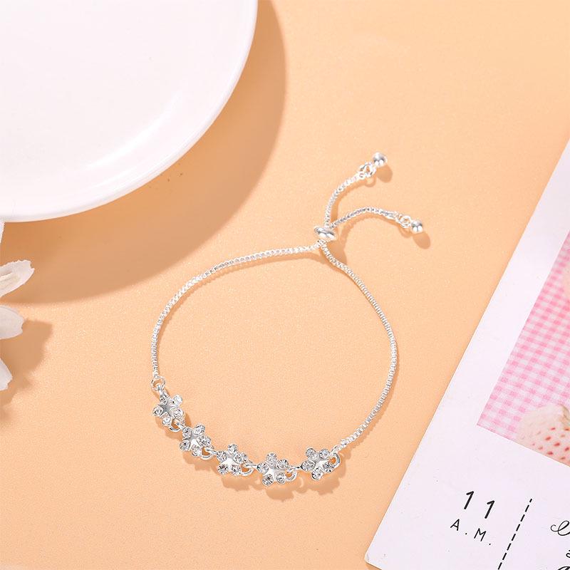Korean Style Zircon Flower Bracelet for Women - Trendy, Simple, Personalized Design