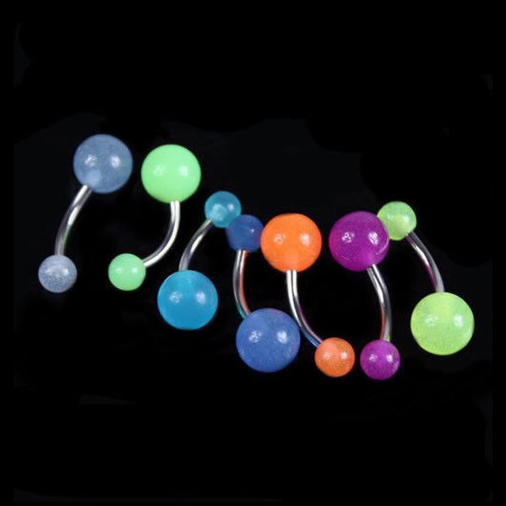 1 Stück 7 Farben Leuchtender Edelstahl Acryl Bauchnabelpiercing Körperschmuck