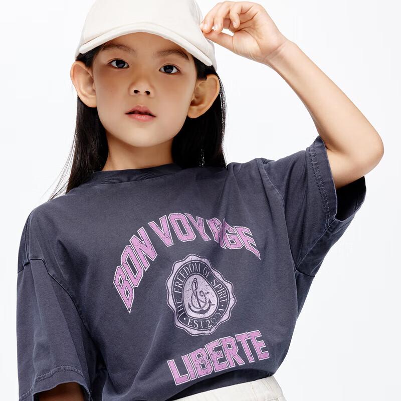 Mały MO&Co. Dziewczęcy T-shirt z czystej bawełny z nadrukiem rodzic-dziecko