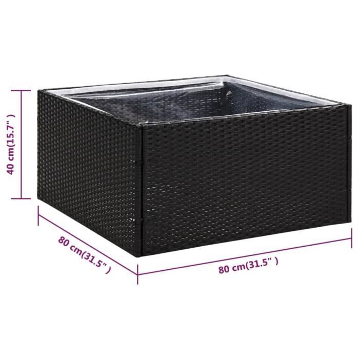 VidaXL Planter Black 80x80x40 Cm Woven Resin