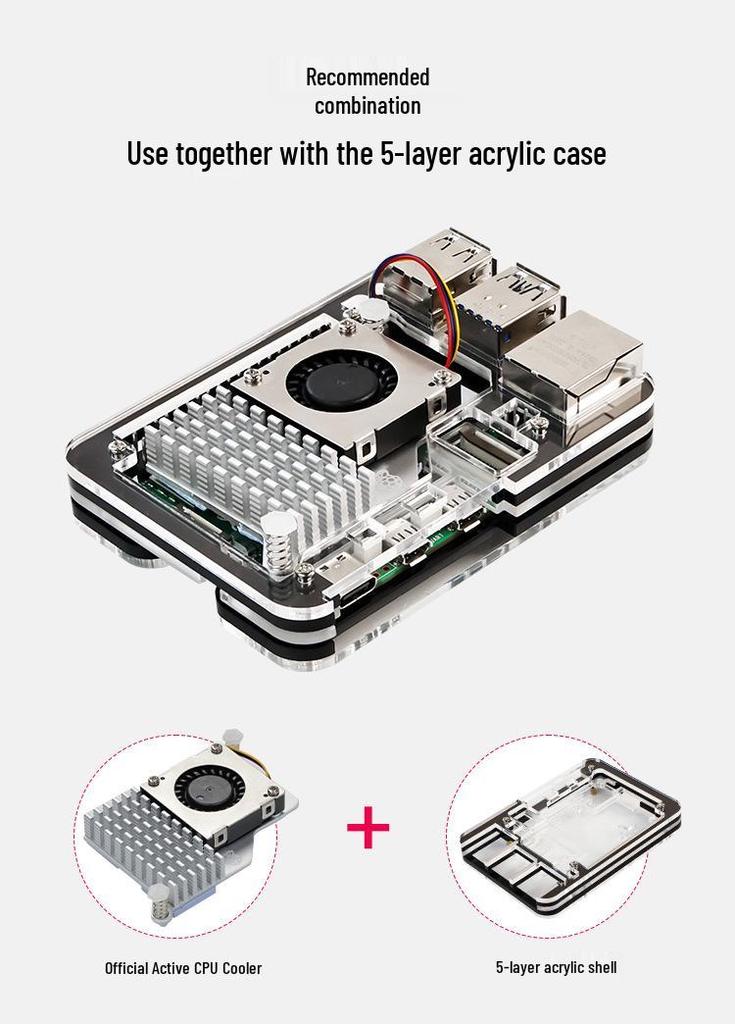 Raspberry Pi 5th Gen Official Active Heatsink & PWM Fan Case