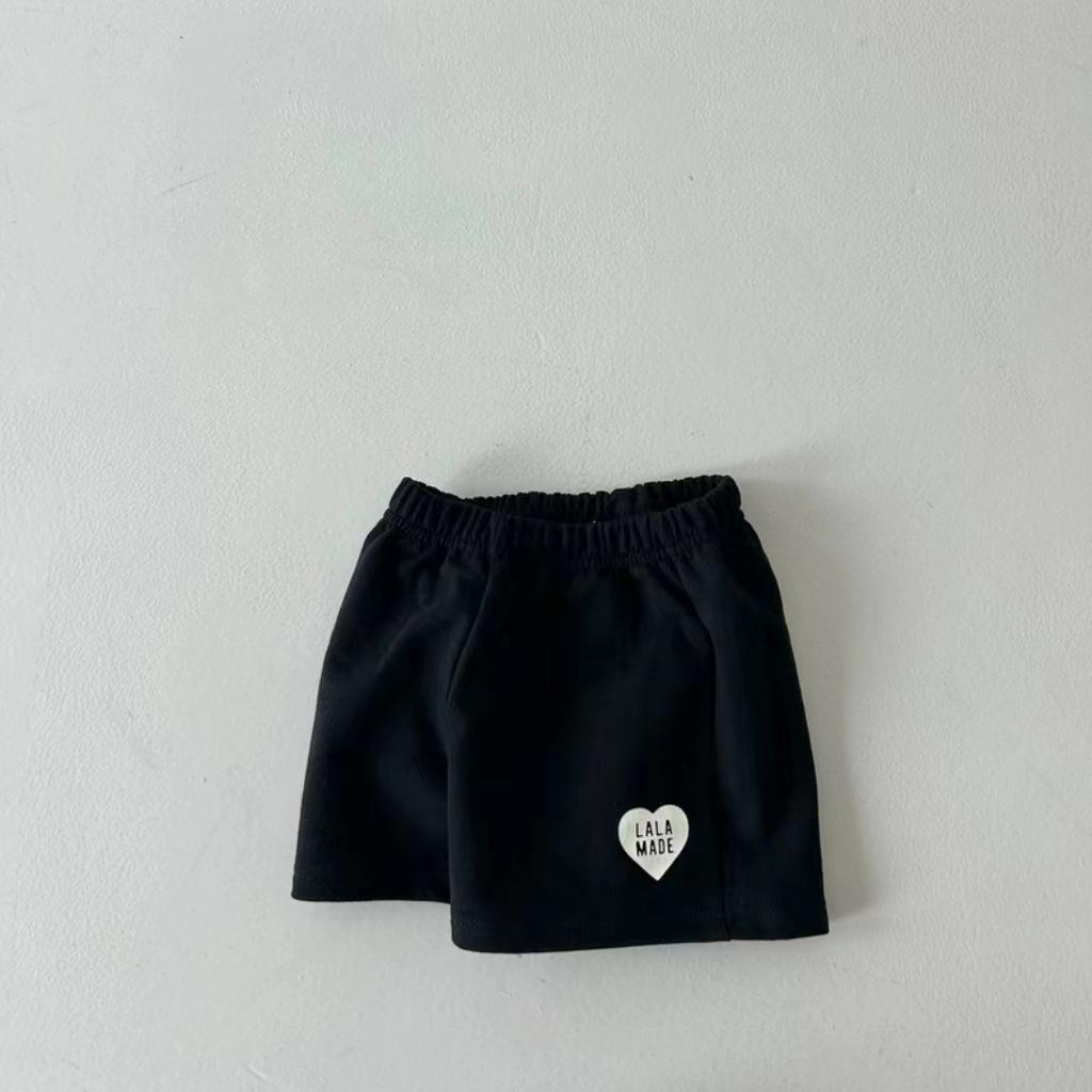 Bawełniane spodenki w stylu koreańskim 2025 z sercem dla małych chłopców i dziewczynek