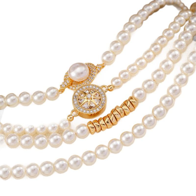 Elegant Geometric Pearl-Style Brass Bracelet Women Hypoallergenic Tarnish-Resistant Minimalist Daily Wear