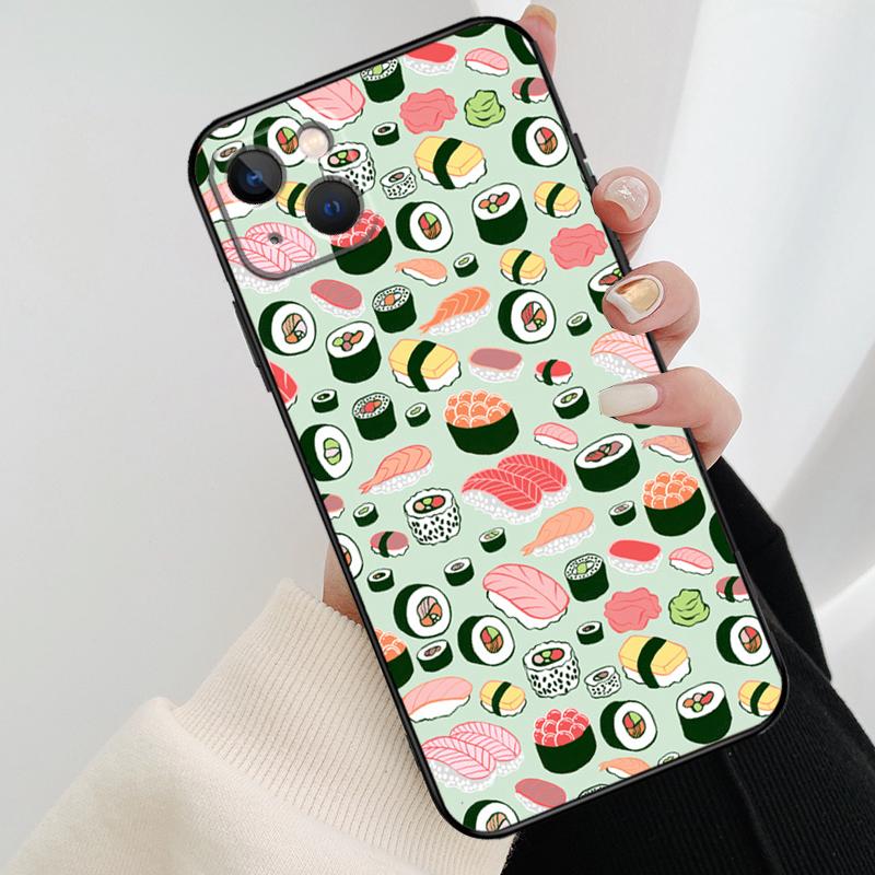 Kawaii Sushi Pattern Phone Case For iPhone 17 Pro Max 15 14 13 11 12 16 Pro Max mini 15 16 Plus 16e 17 Air Cover