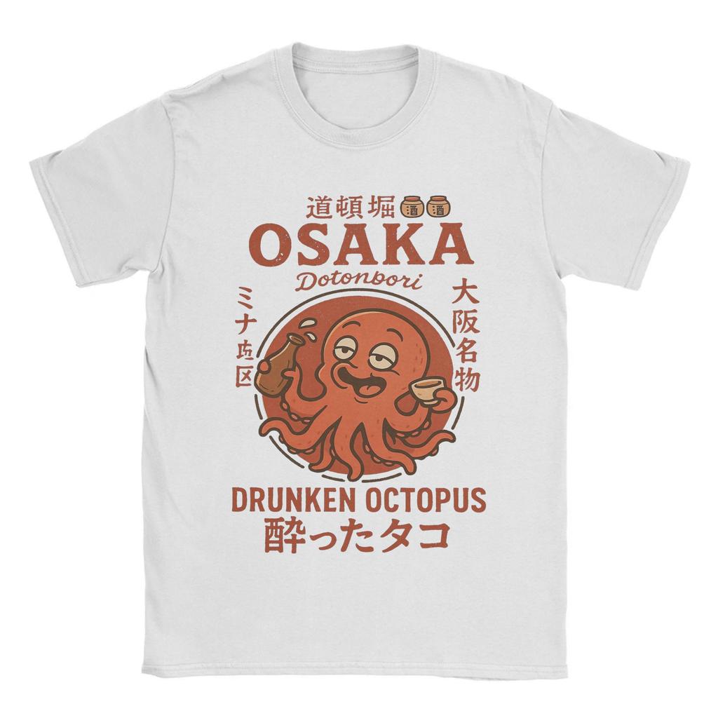 Vintage Osaka Dotonbori Drunken Octopus TShirt for Men Cotton T Shirts Japanese Short Sleeve Tee Shirt Breathable and Soft