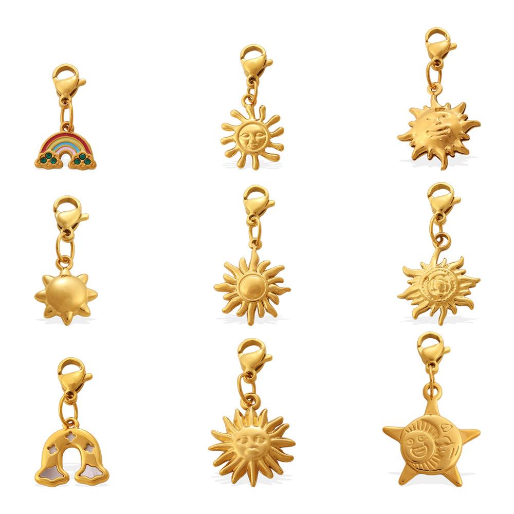 Retro-Stil Personalisierter Dreidimensionaler Relief-Sonne-Regenbogen-Hummer-Schnallen-Anhänger Vergoldet DIY Schmuckzubehör
