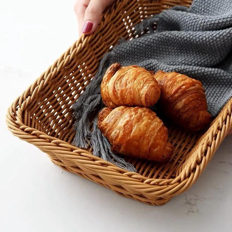 Rattan Aufbewahrungskorb Brotkorb Tisch Lebensmittel Aufbewahrungskorb Zuhause Gewebter Aufbewahrungskorb Tabletts Obst Servier Tischplatte Präsentiertablett