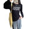 Women's European Style Long Sleeve Loose-Fit Letter Print T-Shirt, American Retro Slim Base Layer