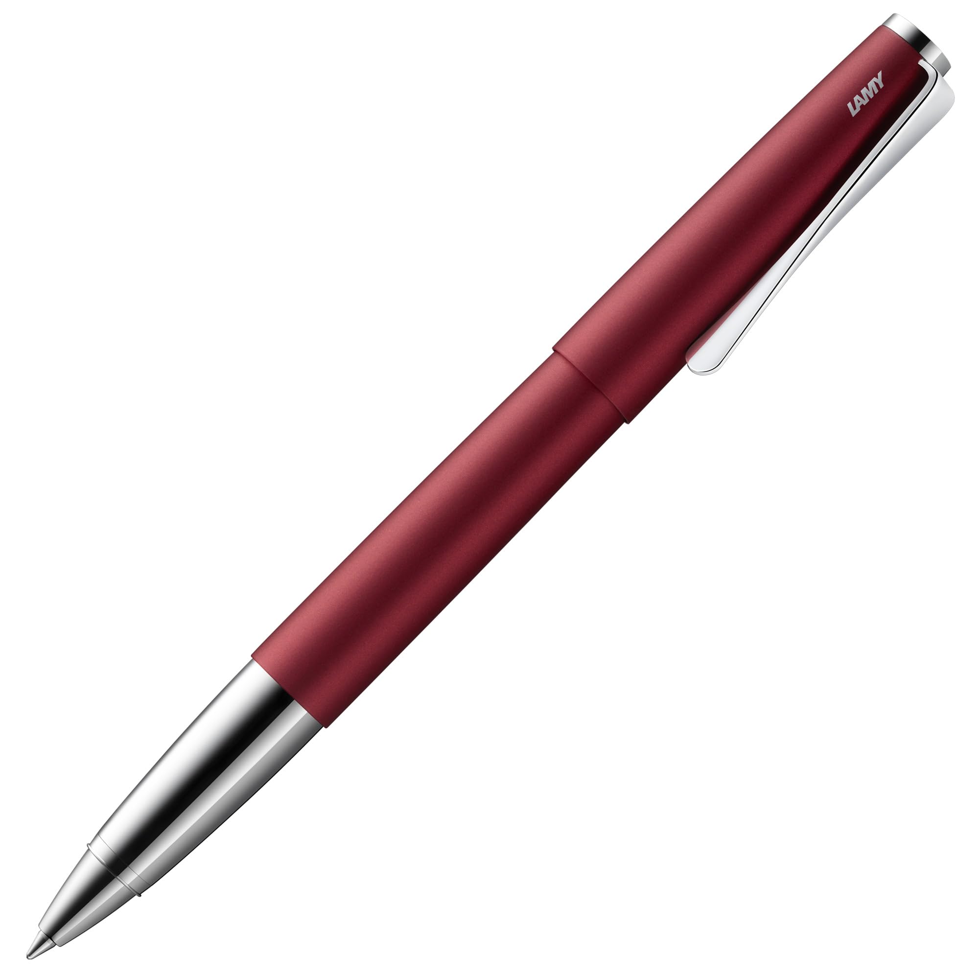 

LAMY Studio Royal Red Rollerball Pen Elegant Metal Body Rollerball Pen Propeller Clip Medium Line Width Includes Black LAMY M 63 Rollerball Refill - -