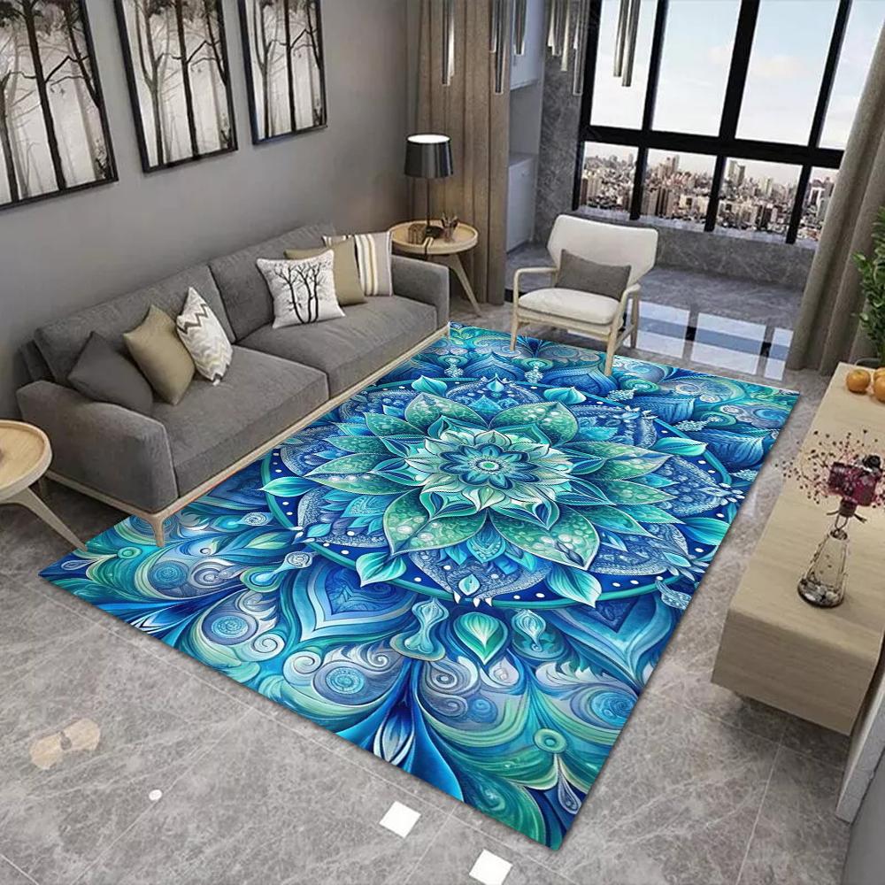 Mandala Carpet Mat Rug 3D Bohemian Colorful Floral Design Modern Living Room Home Decor Non-Slip Soft Floor Mat Bedroom Decor