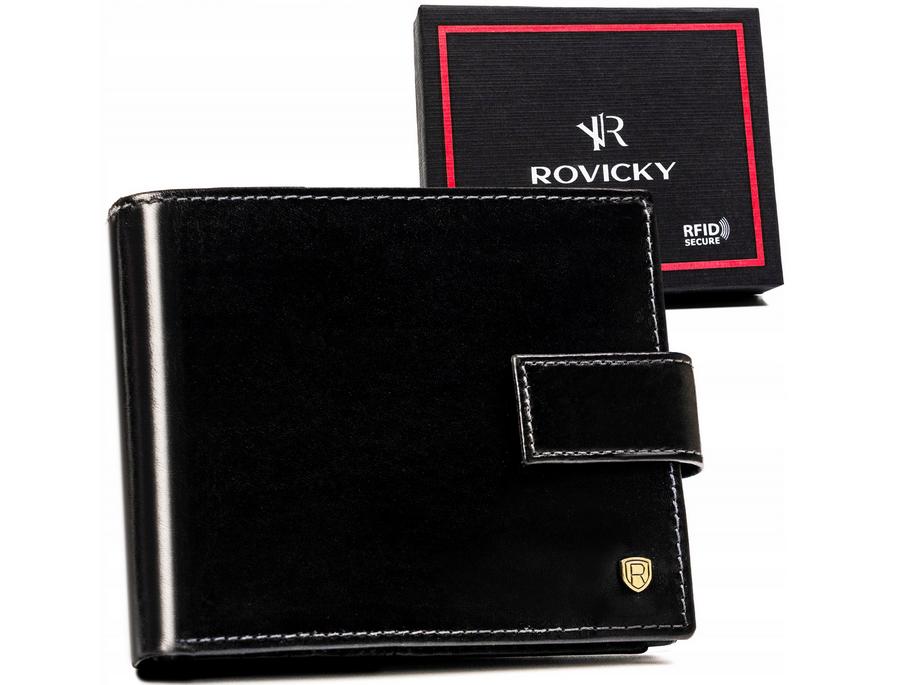 Large Leather Men's Wallet with Snap Closure - Rovicky