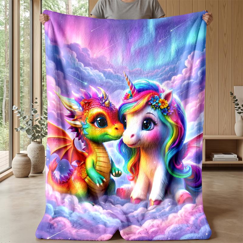 Pink Unicorn with Hearts Theme blanket Lightweight Warm Flannel Blanket Decorative Throw Blanket for Home Decoration