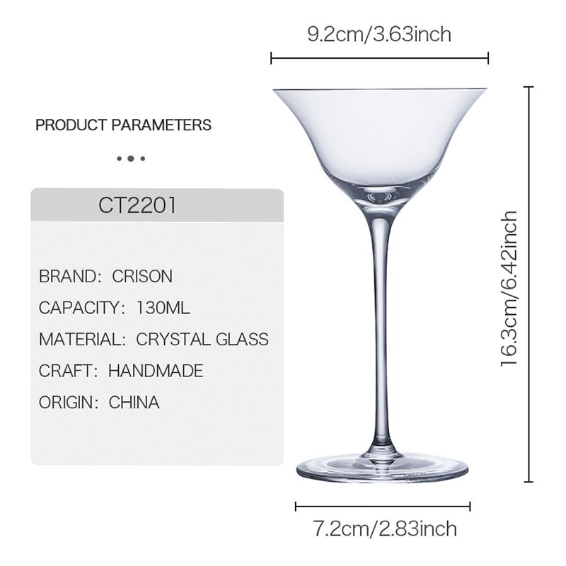 CT2201 CRISON Japanese Cocktail Glass Professional Bar Martini Cup Glassware Drinkware Wedding Party Wine Glasses 130ml