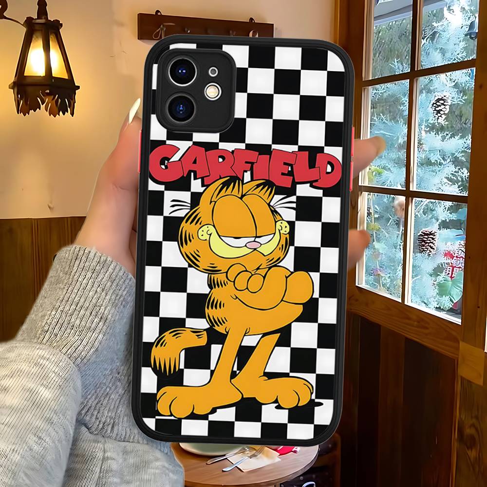 Cute Anime G-Garfields Cat Matte Silicone Phone Cases For IPhone 16 13 15 12 11 Pro Max Plus For IPhone 14 15 Pro