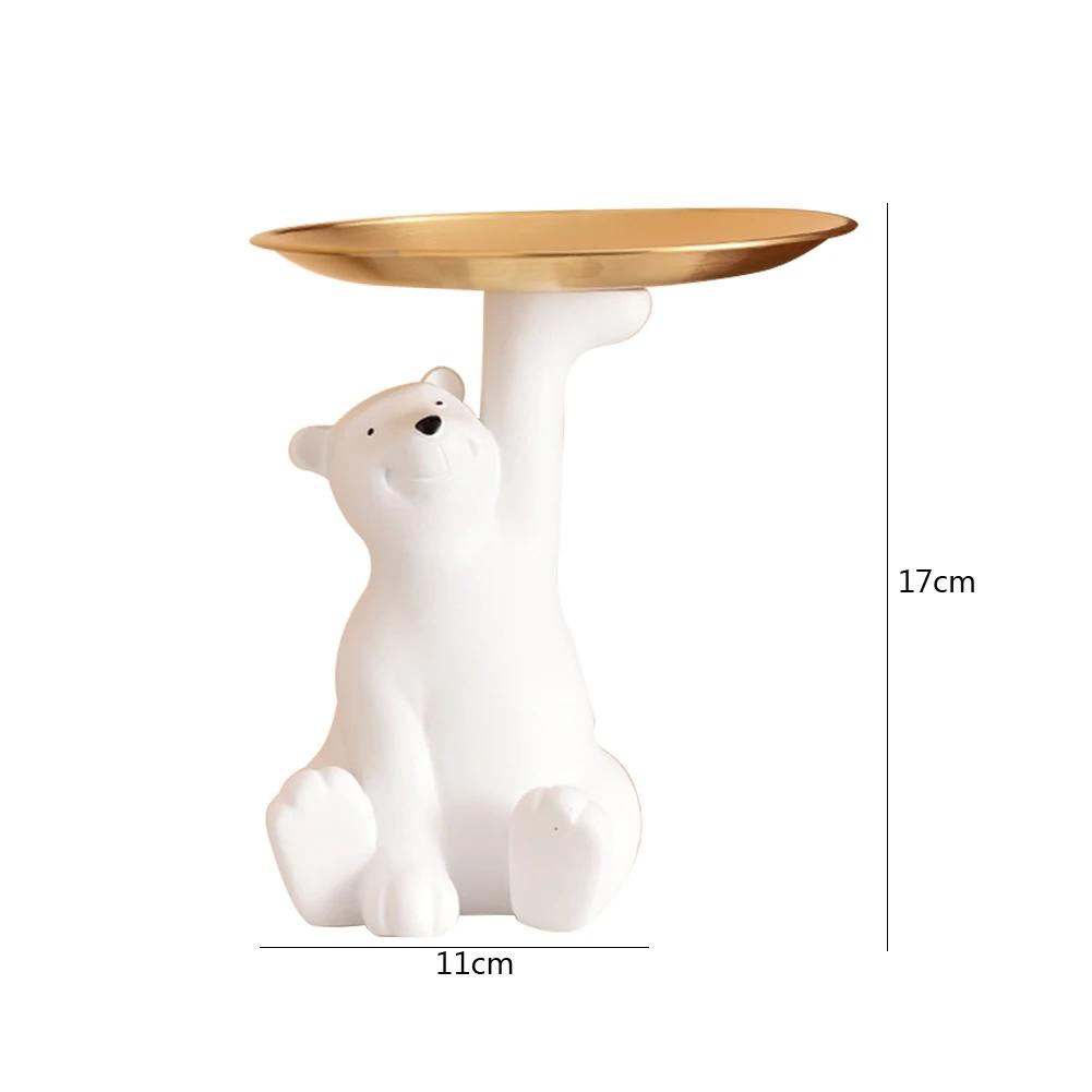 Geometric Shape Figurine Resin Statue Entrance Key Holder Cat Bear Tray Candy Lipstick Jewelry Sundries Storage Home Decoration