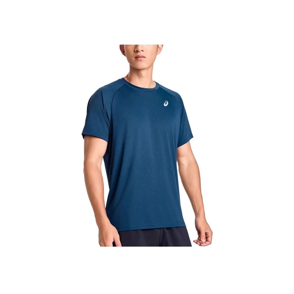 Asics Logo Print Reflective Fashion Round Neck Pullover Comfortable Running Casual Sports Nautical Breathable Short Sleeve T-Shirt 2011D046-401