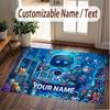 Custom Name Text Crystal Velvet Rug,Astro Bot Soft Plush Decorative Non Slip Floor Carpet