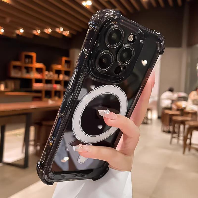 Transparent Magnetic Soft Phone Case For iPhone 17 Air 16 15 14 Plus 13 12 11 Pro Max Wireless Charge Magsafe Shockproof Cover