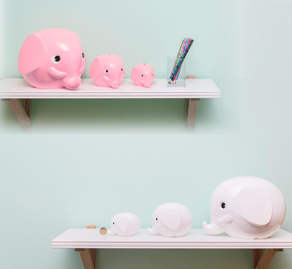 Fantti Elephant Piggy Bank with Lock, Scandinavian Finnish Style, Stylish Interior Decor, Ornament, Figurine, Elephant Bank, Pastel Pink, Large