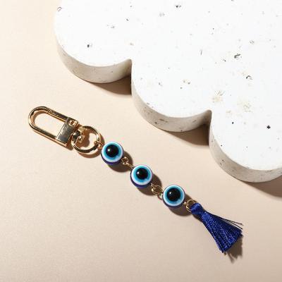 Lucky Turkish Evil Eye Keychain Resin Beads Tassel Charm Key Ring Car Handbag Accessories Jewelry For Women Girls