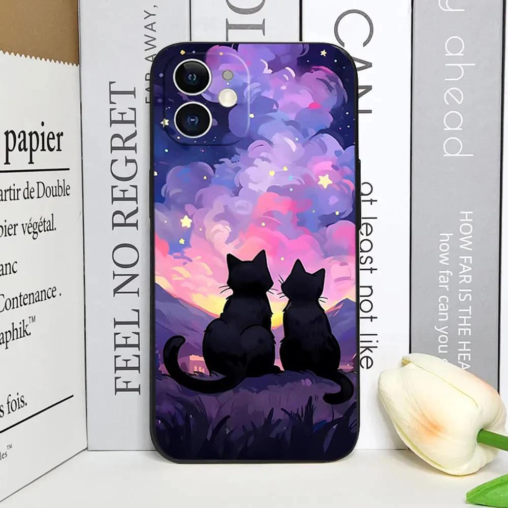 

Van Gogh Starry Night Black Cat Art Phone Case for iPhone 17 16 15 14 13 12 11 Series Pro Max Plus Double Layer Protection iphone 14 Pro