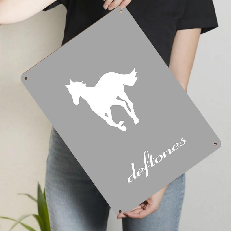 

Deftones Band Logo Metal Wall Art Horse Silhouette Decor for Living Room Bedroom Music Studio 20x30cm（7.8x11.8inch）