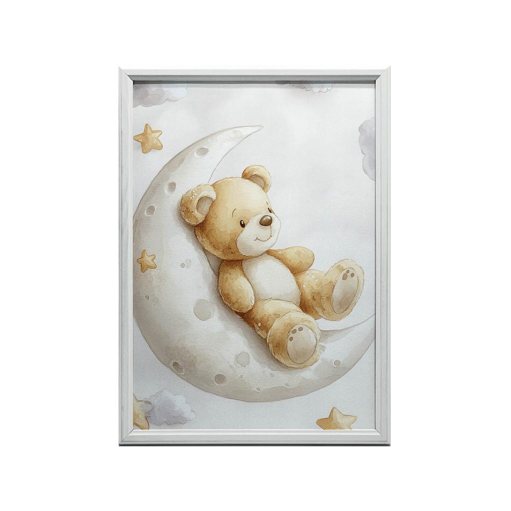 Miś Na Księżycu Miś Na Księżycu, 30X40 Cm, Rama Aluminiowa Czarna, Papier Matowy 230 Gsm