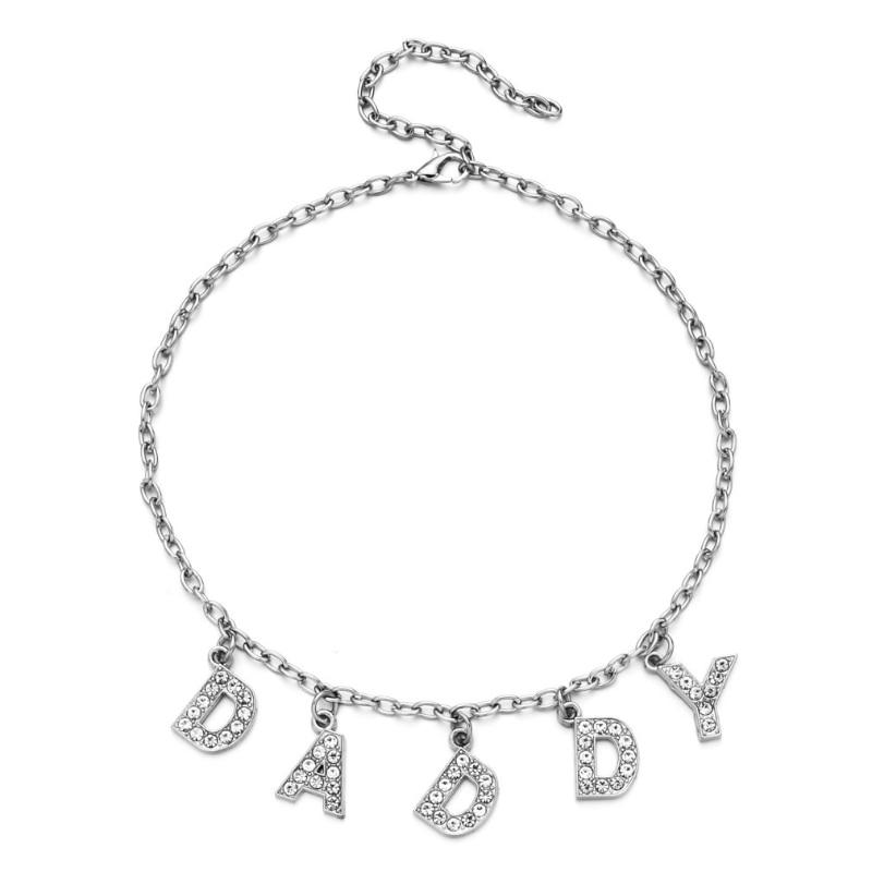 Ensemble de collier pendentif chaîne de clavicule Harajuku Flash Diamant Lettre Avec Pendentif Court Diamant Avec Lettres Anglaises FilleTendance Chaîne