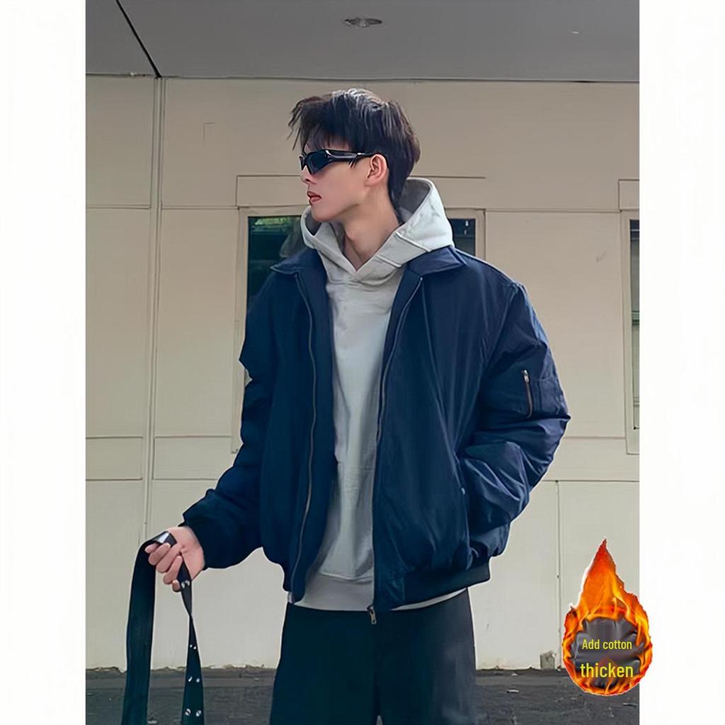 Men's Black MA1 Bomber Jacket - Autumn Streetwear Cool Lapel Short Silhouette Baseball Outerwear.