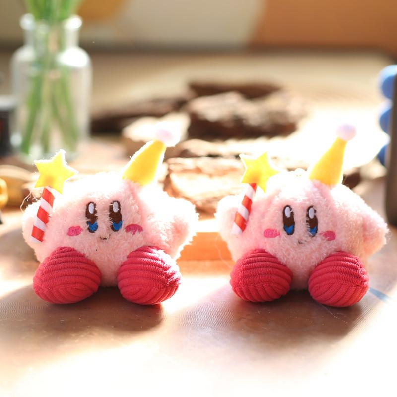 Adorable Birthday Kirby Plush Keychain Cute Soft Toy For Bags And Keyrings