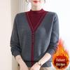 Mom's New Plus Velvet Sweater: Faux Two-Piece Knit for Middle-Aged & Elderly Women