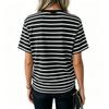 Women Short Sleeve Striped T Shirt Summer Round Neck Basic Casual Top Lightweight Breathable Soft Fabric Comfortable Fit