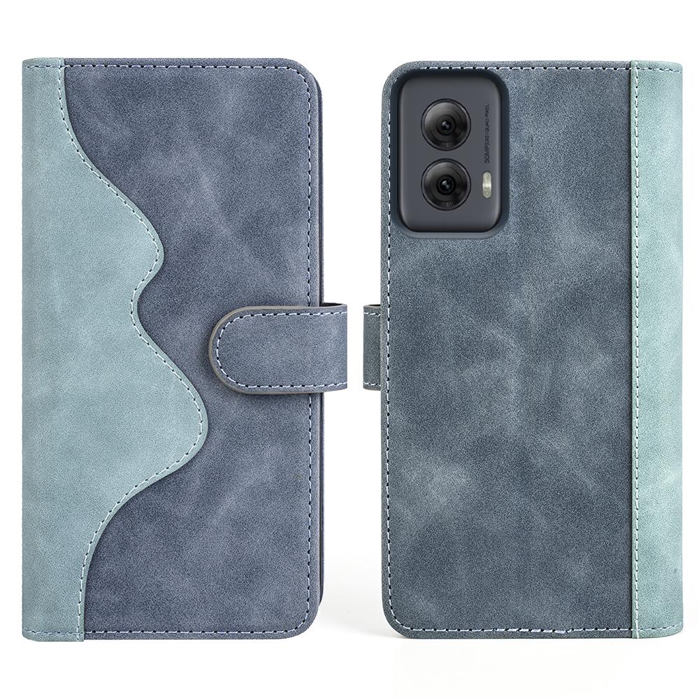 

For Motorola Moto G Power (2024) Case Splicing Color Leather Wallet Flip Phone Cover Blue