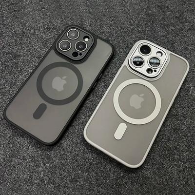 Für Magsafe Matte Clear Magnetic Case für iPhone 15 14 Plus 13 12 11 Pro Max Objektivschutz Drahtloses Laden Stoßfeste Abdeckung