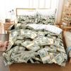 Gelddruck Bettbezug King/Queen Größe, Dollar-Scheine mit dem Porträt von Ben Franklin, Dekoratives 2/3-teiliges Polyester-Bettwäscheset