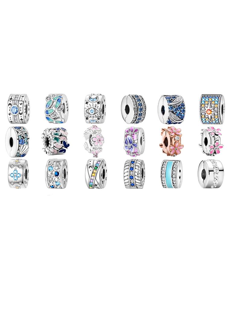 Starfish Shell Clip Charms Heart & Pavé Clip Fit Original Copper Beads For Women Necklace Bracelet Diy Jewelry Gift