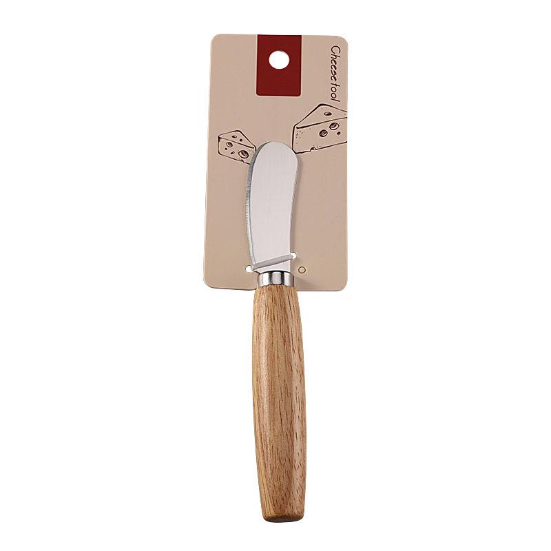 Rubber Wood & Stainless Steel Cheese Knife Set - Western Tableware with Knife, Fork, and Spoon