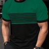 Outdoor Men's T Shirt Summer Fashion Casual Round Neck Short Sleeve Top Striped Printed Styles Men's Quick Drying Clothes