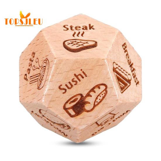 

Кубики для принятия решения о еде на свидании и вечере — 12-гранные, улучшающие отношения, деревянные кубики с графикой для романтического ужина. Игральные кости для принятия решения о еде. Wooden Color