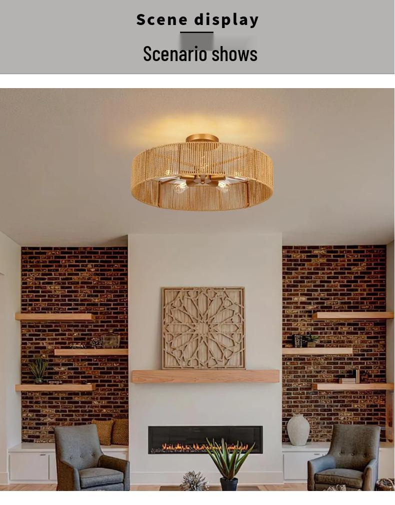 Modern Minimalist Hemp Rope Pendant Light for Bedroom, Study, and Tea Room