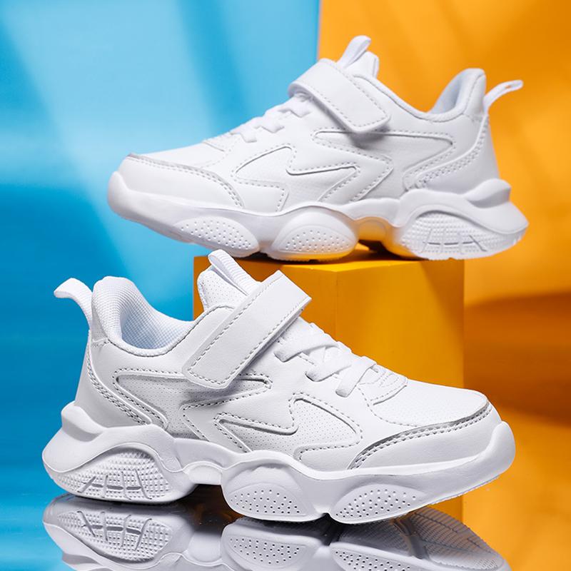 

Белые спортивные детские кроссовки для бега Легкие Нескользящие Белые теннисные кроссовки для детей Мальчиков Девочек Комфортные Школьные Плоские Кроссовки для ходьбы 37