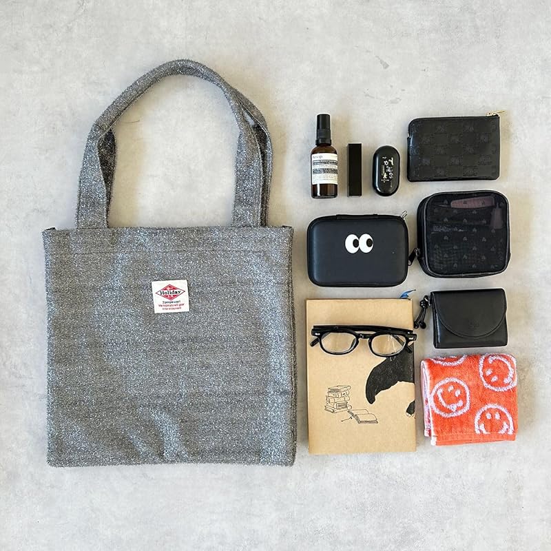 [Holiday A.M.] glitter shaggy bag tote bag ladies Size: Height 34 x Width 33 x Width 2.5cm / Handle length: 54cm glitter bag lame knit bag large