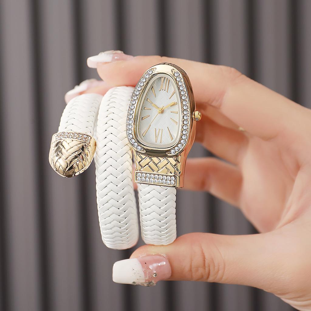 New Snake Shaped Diamond Inlaid Business Fashionable Casual Quartz Temperament Women's Watch Hot Selling and Explosive